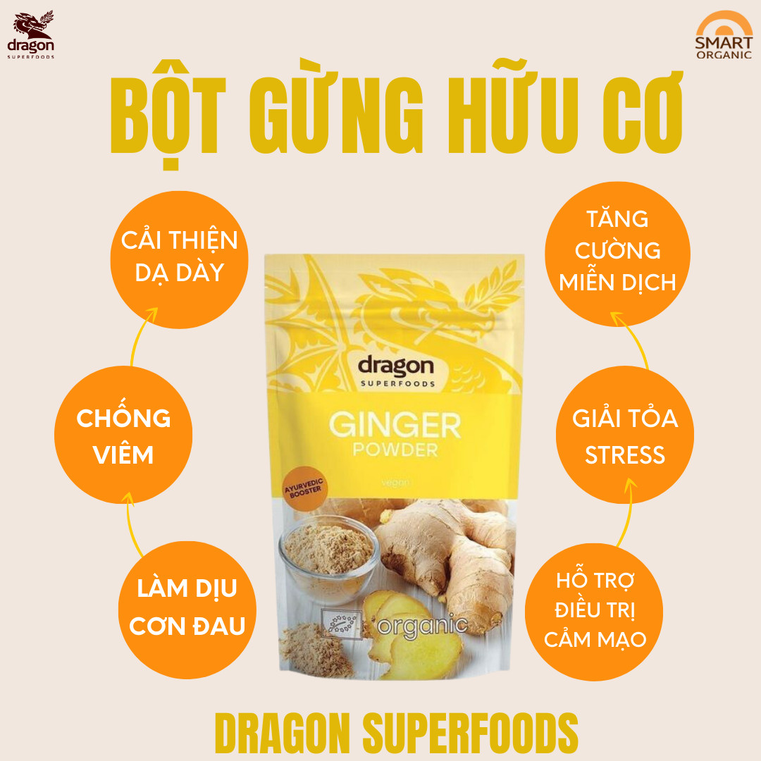 Bột gừng nguyên chất hữu cơ 200gr - Dragon Superfood