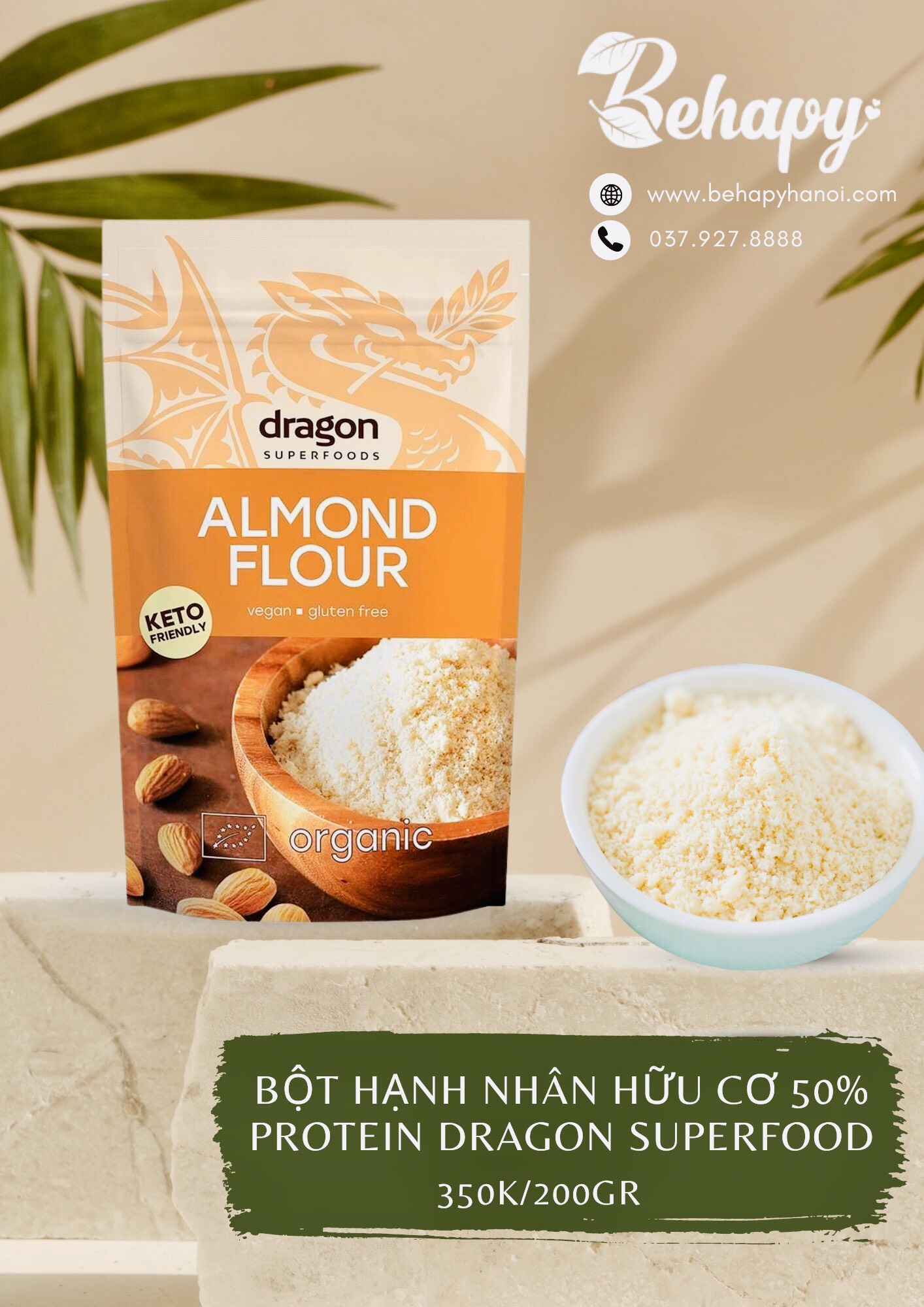 Bột Hạnh Nhân Hữu Cơ 50% Protein Dragon Superfood