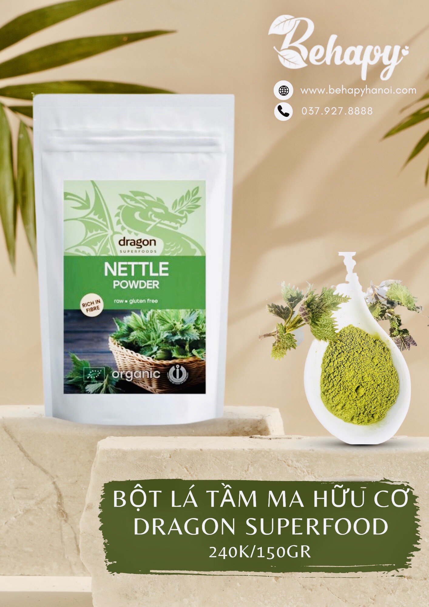 Bột Lá Tầm Ma Hữu Cơ 150gr Dragon Superfood