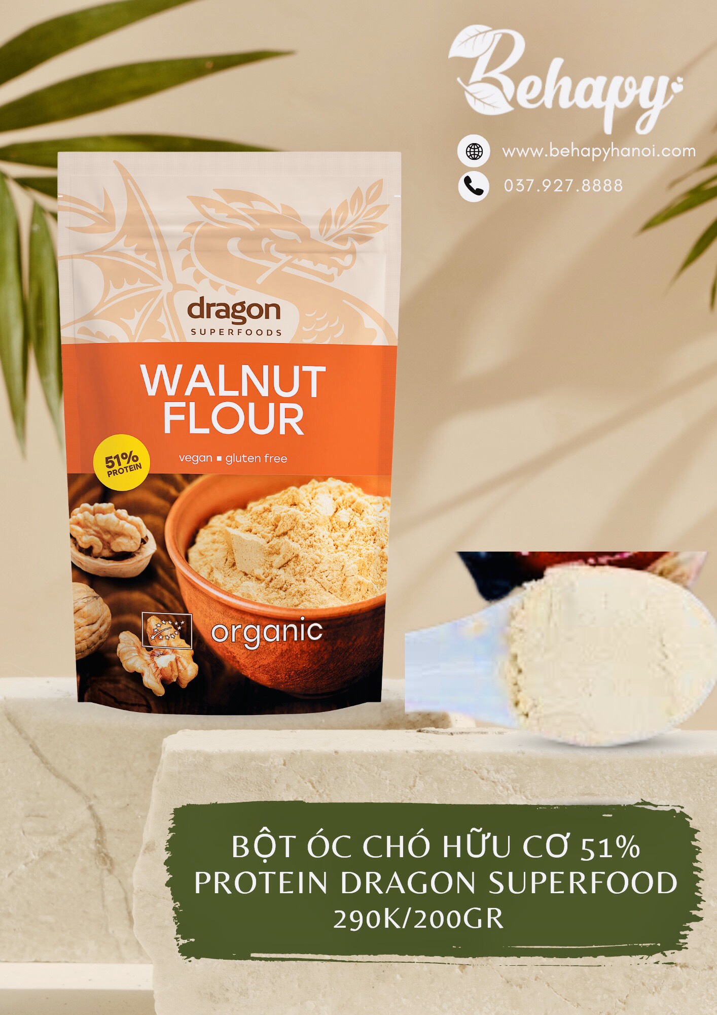 Bột Óc Chó Hữu Cơ 51% Protein Dragon Superfood