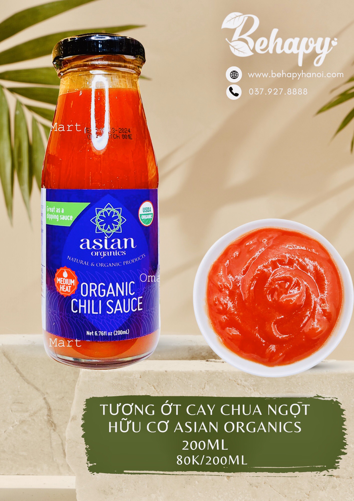 Tương ớt cay chua ngọt hữu cơ Asian Organics 200ml