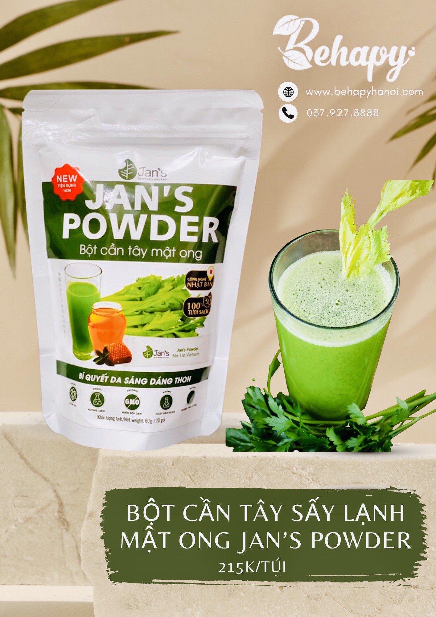 Bột cần tây sấy lạnh mật ong Jan’s Powder