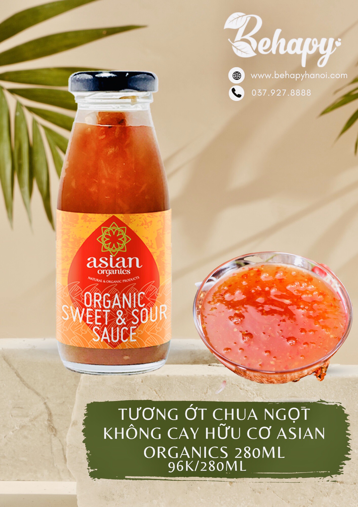 Tương Ớt Chua Ngọt Không Cay Hữu Cơ Asian Organics 280ml