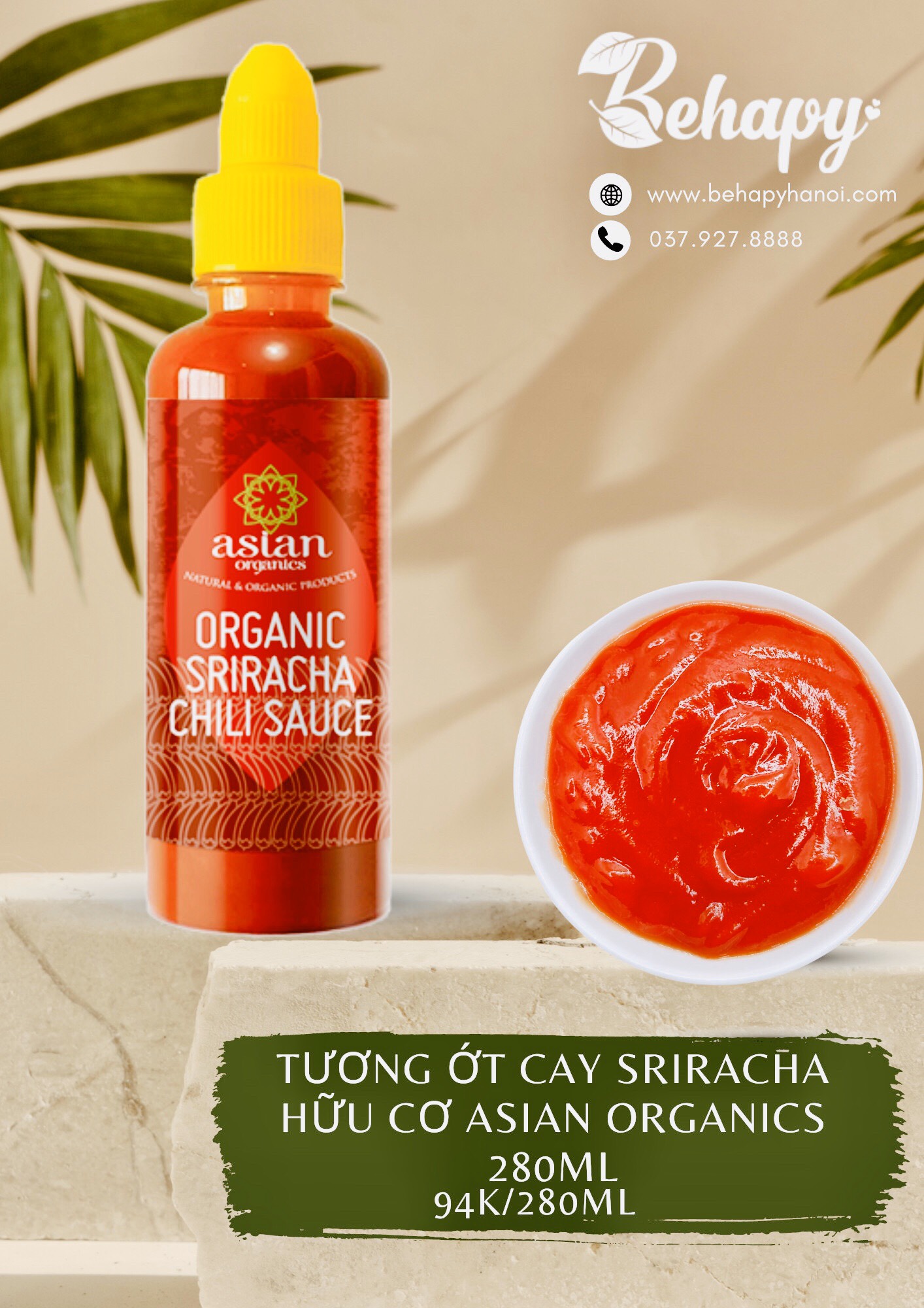 Tương Ớt Cay Sriracha Hữu Cơ Asian Organics 280ml