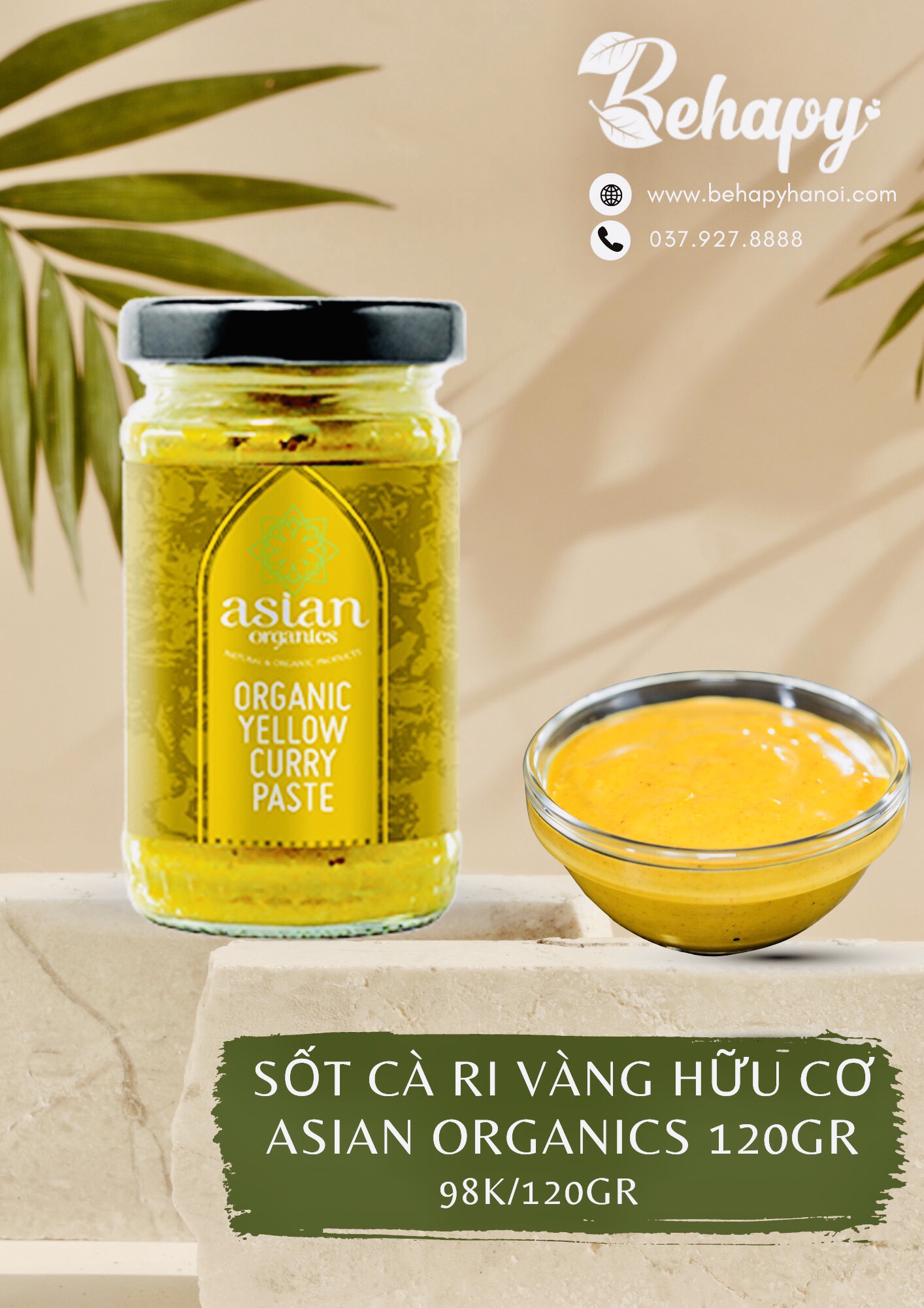 Sốt Cà Ri Vàng Hữu Cơ Asian Organics 120gr