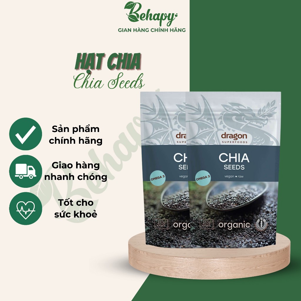 Hạt chia đen hữu cơ 200gr - Dragon Superfood