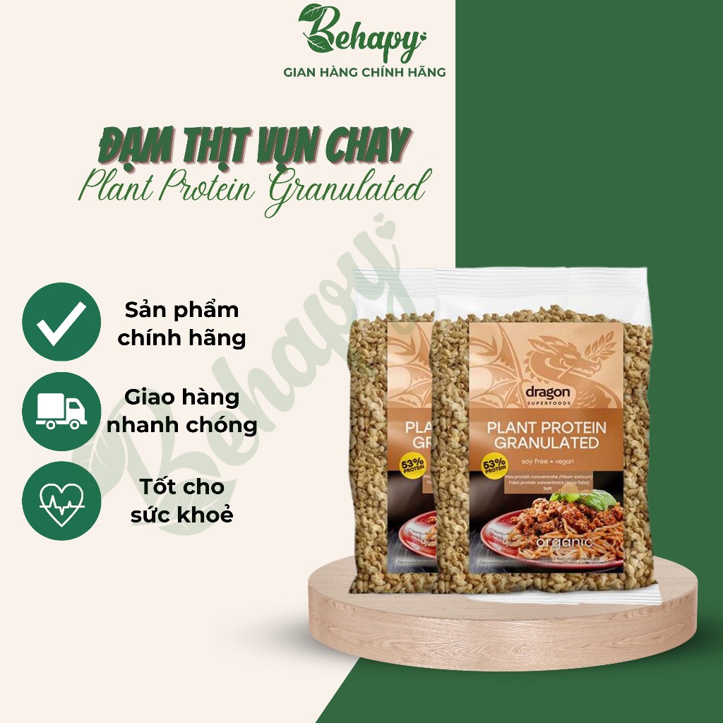 Đạm protein thịt băm chay hữu cơ GRANULATED 200gr - Dragon Superfoods