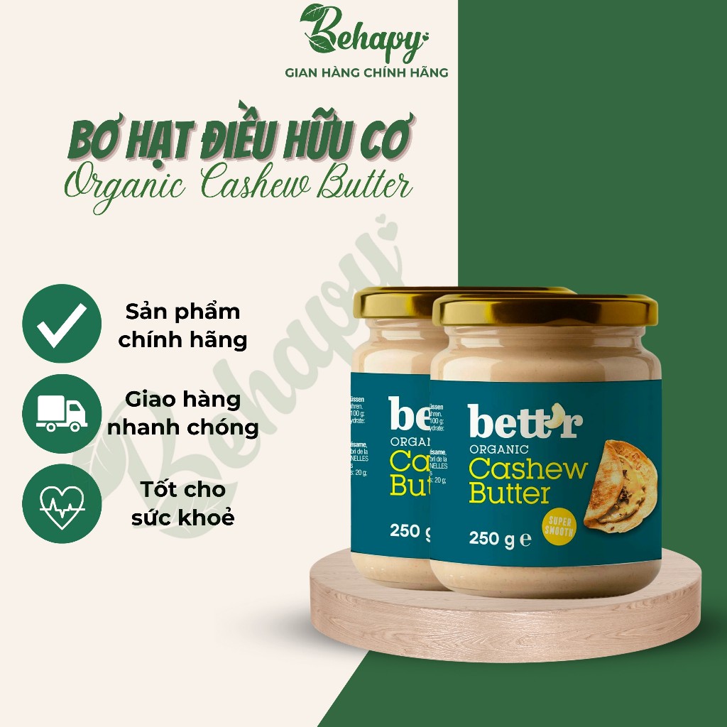 Bơ hạt điều hữu cơ 250gr - Bett'r