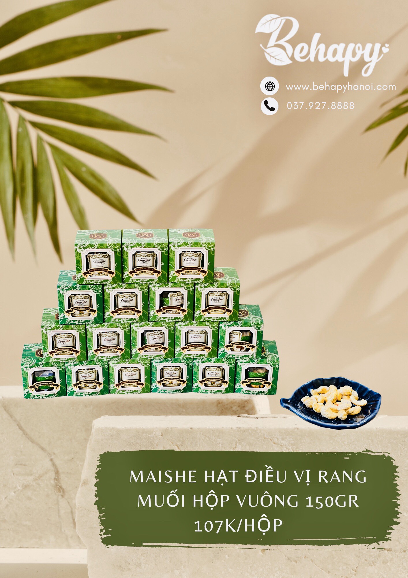 Maishe điều hộp vuông 150gr vị rang muối