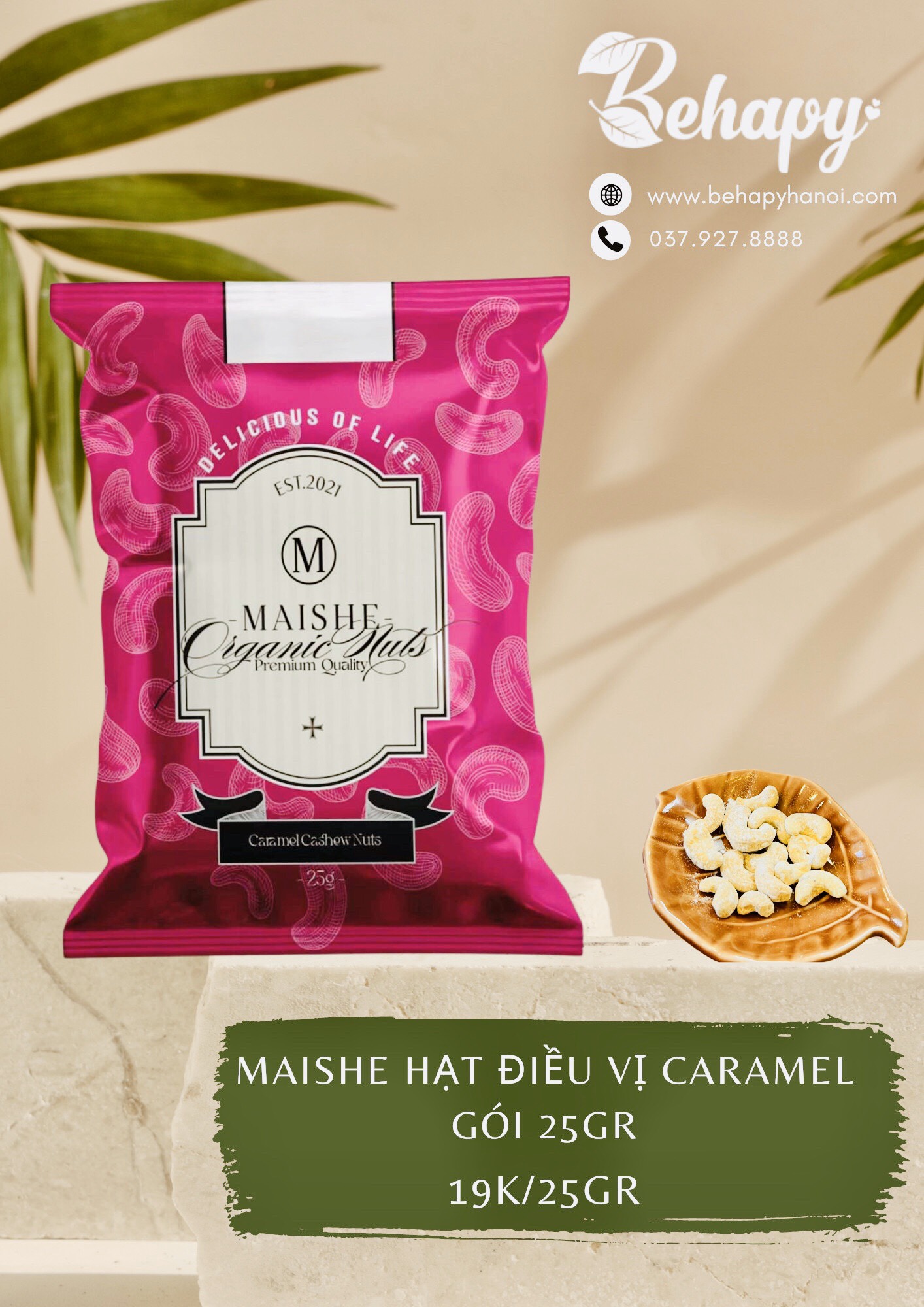 Maishe Hạt Điều vị caramel gói 25gram