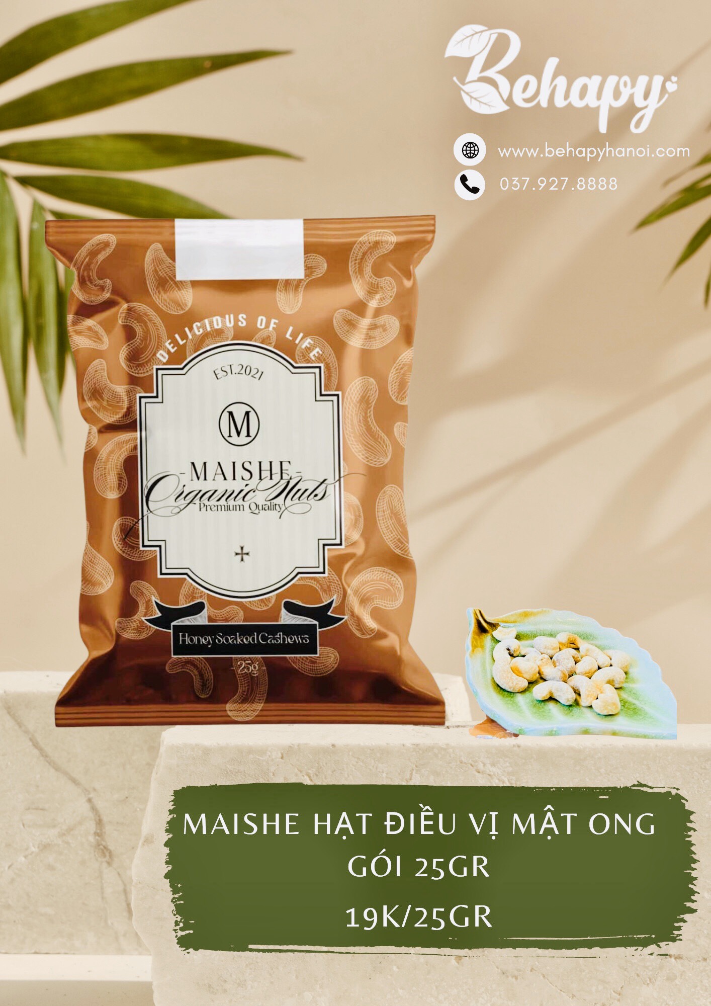 Maishe Hạt Điều vị mật ong gói 25gram