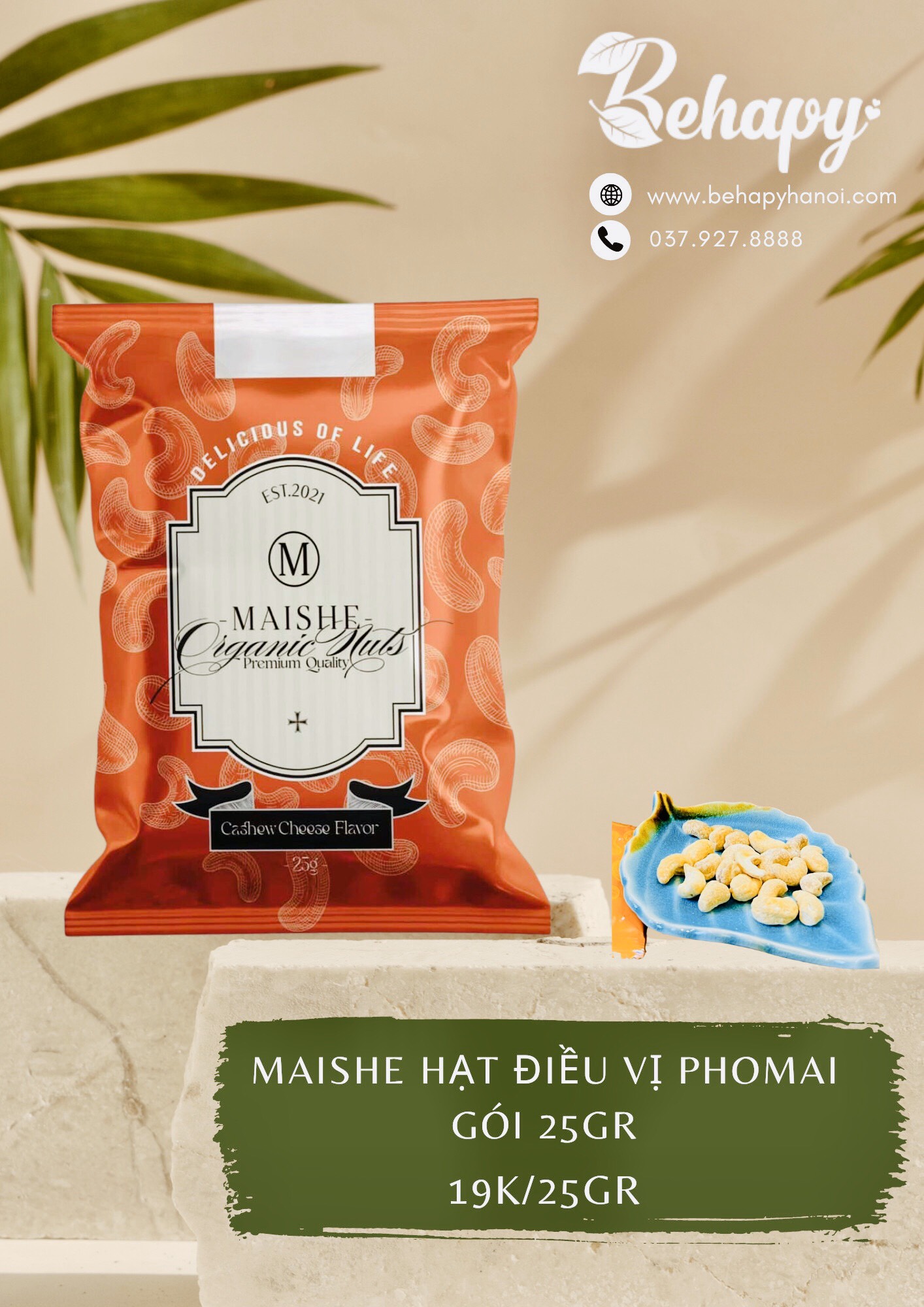 Maishe Hạt Điều Vị Phomai Gói 25gr