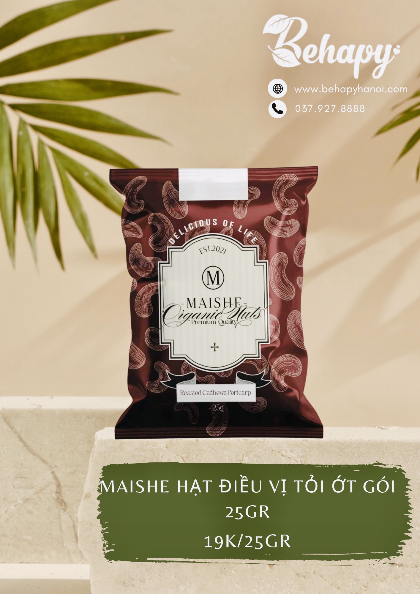 Maishe Hạt Điều Vị Tỏi Ớt Gói 25gr