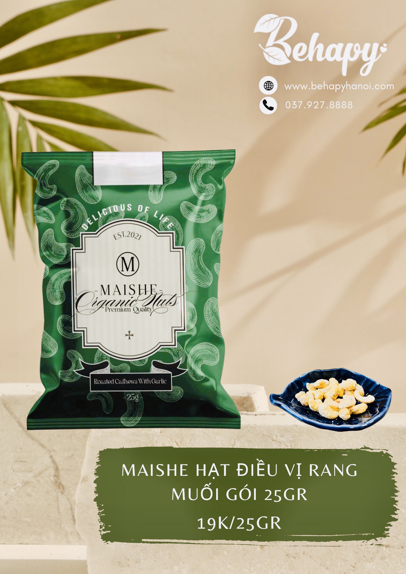 Maishe Hạt Điều Vị Rang Muối Gói 25gr