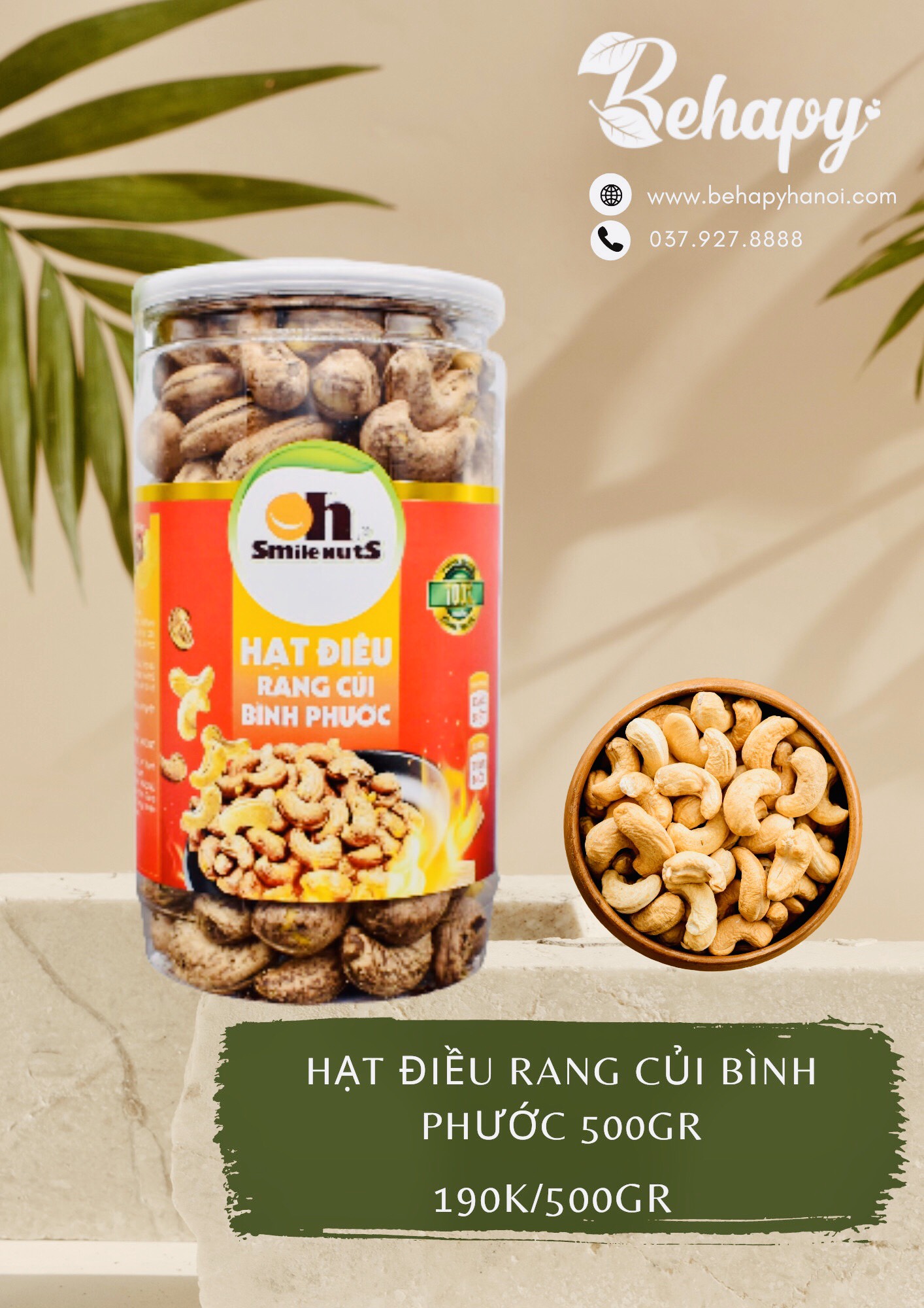 Hạt Điều Rang Củi Bình Phước 500gr