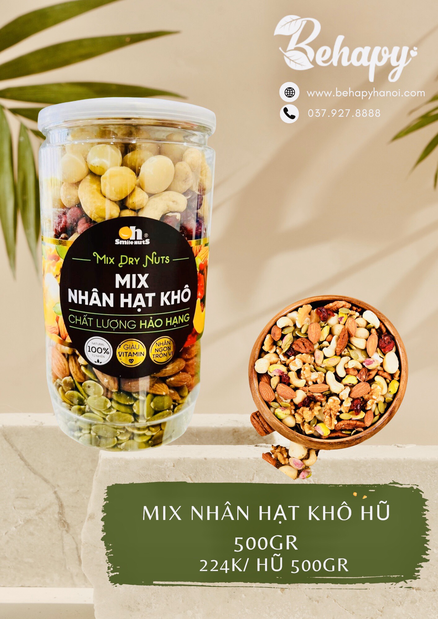 Mix nhân hạt khô hũ 500gr