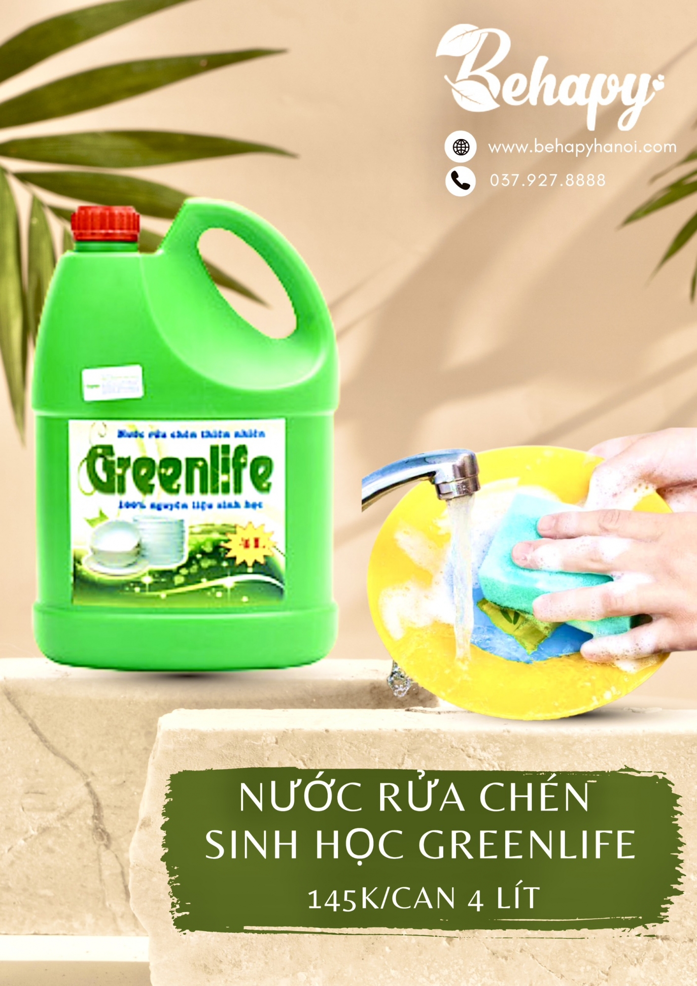 Nước rửa bát sinh học Greenlife 4 lít