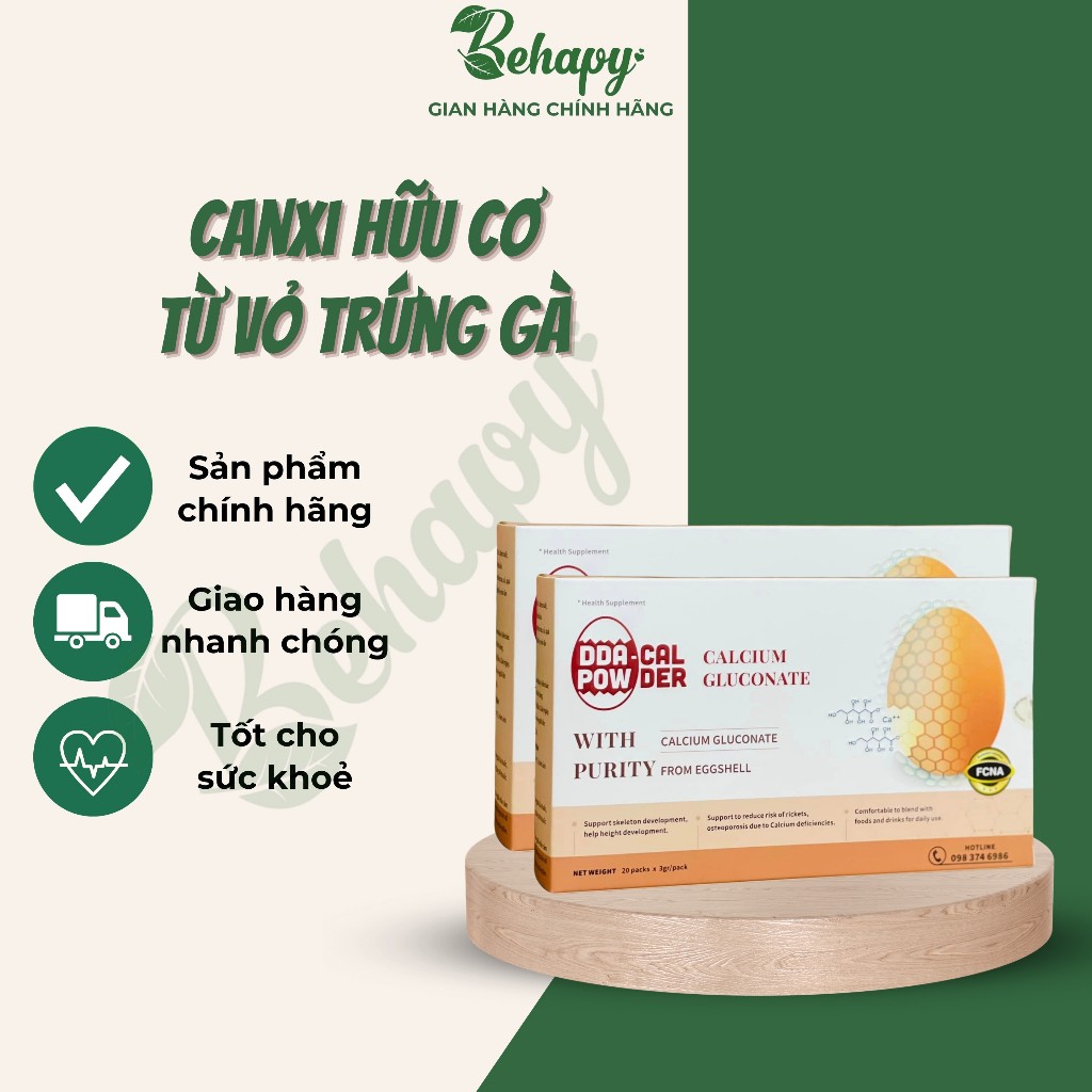 Canxi Hữu Cơ Từ Vỏ Trứng Gà 60gr (20 gói x 3g)