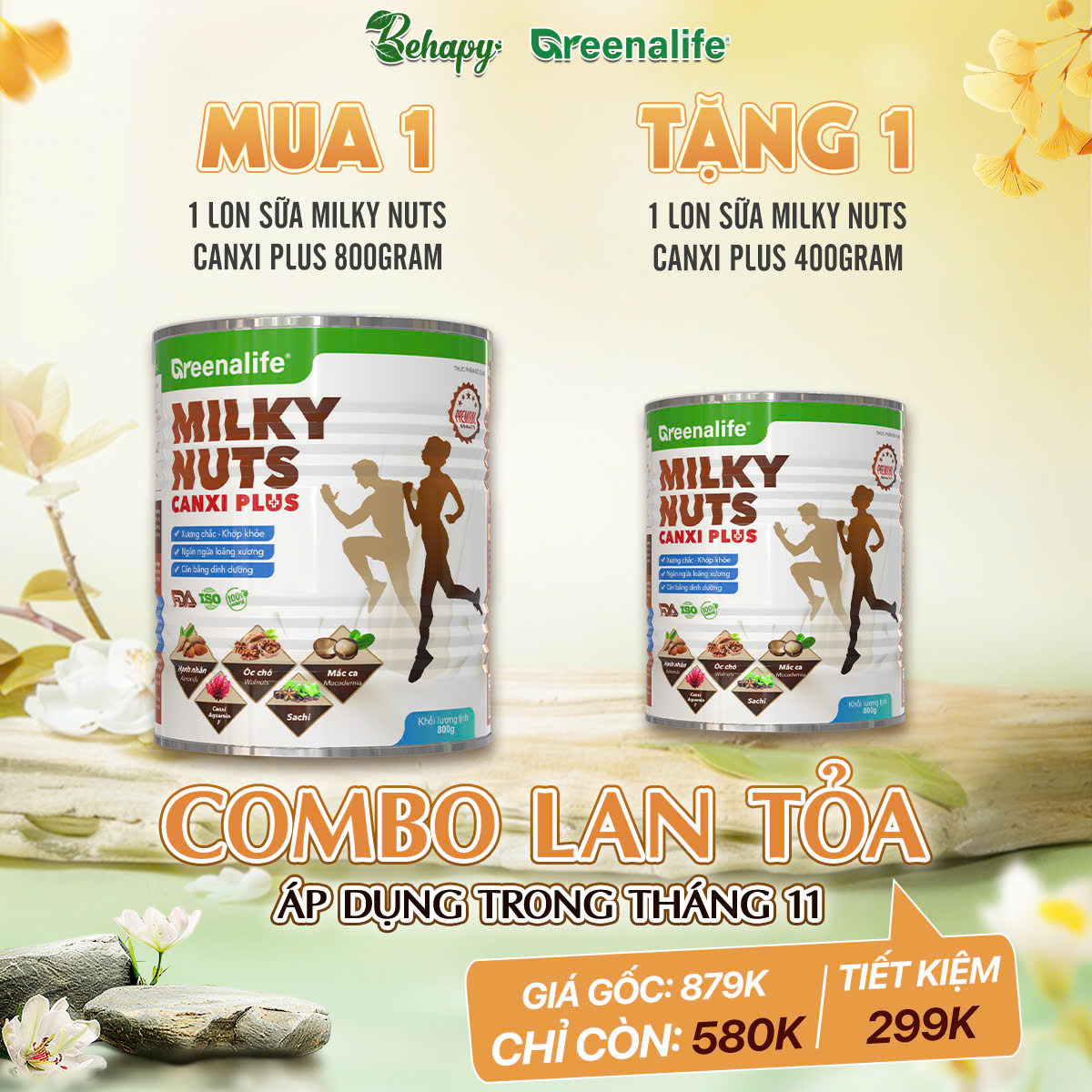 Combo Lan Tỏa- Mua 1 Milky Canxi Plus (Lon 800 gram) Tặng Milky Canxi Plus (Lon 400 gram) 299k